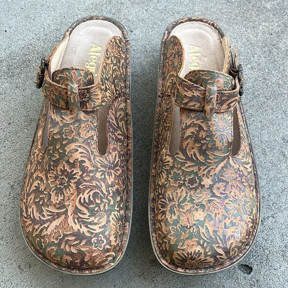 ALEGRIA Classic Tooled Leather Clogs Size 42 - Picture 11 of 12